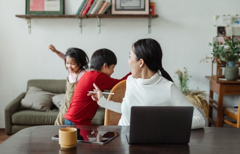 a writer is distracted by the kids