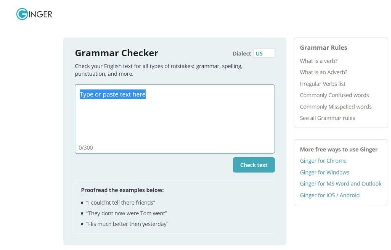 ginger grammar checker