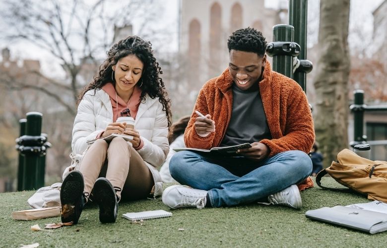 writing at a public park