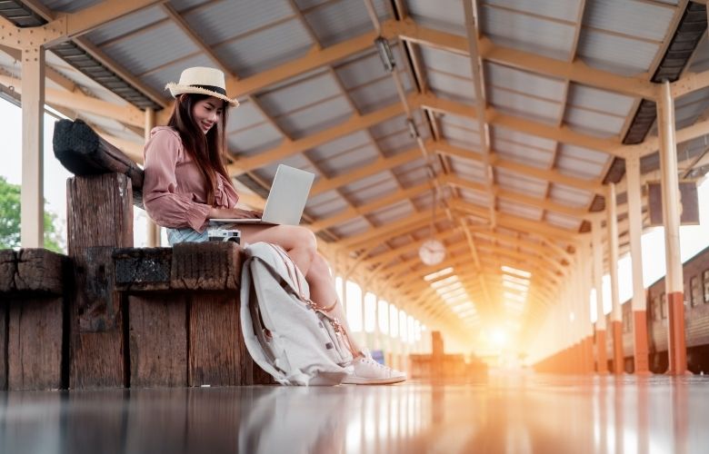 writing at the train station