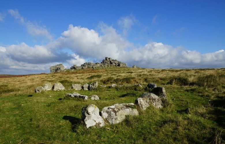 ancient stone circle at dartmoor national park