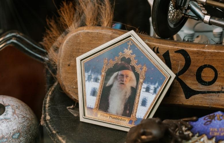 photograph of dumbledore in a pentagon shaped frame