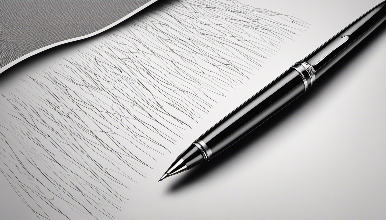 An image of a pen resting across the lined paper