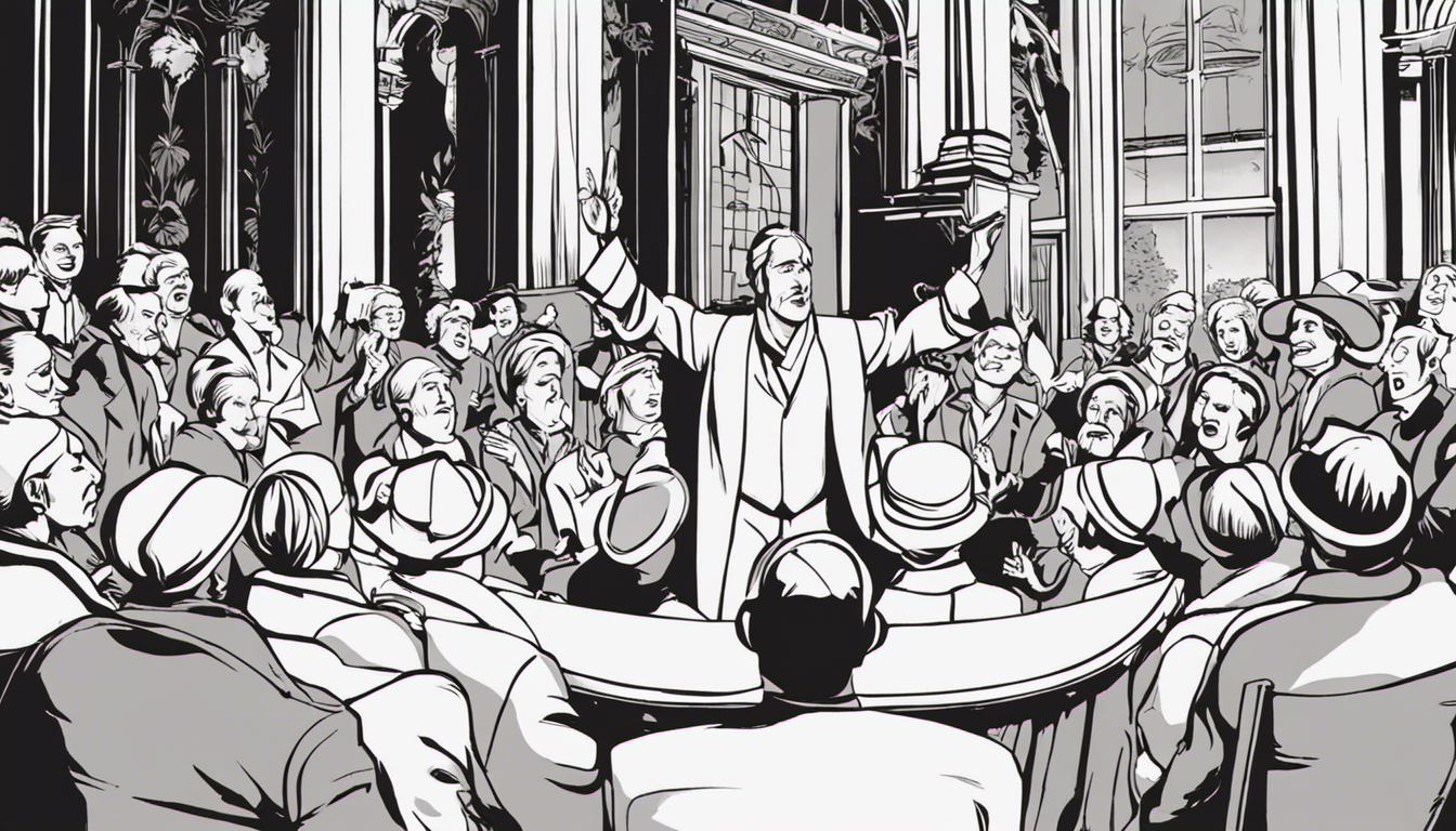 An image of a storyteller in the midst of a captivating tale, surrounded by a mesmerized audience